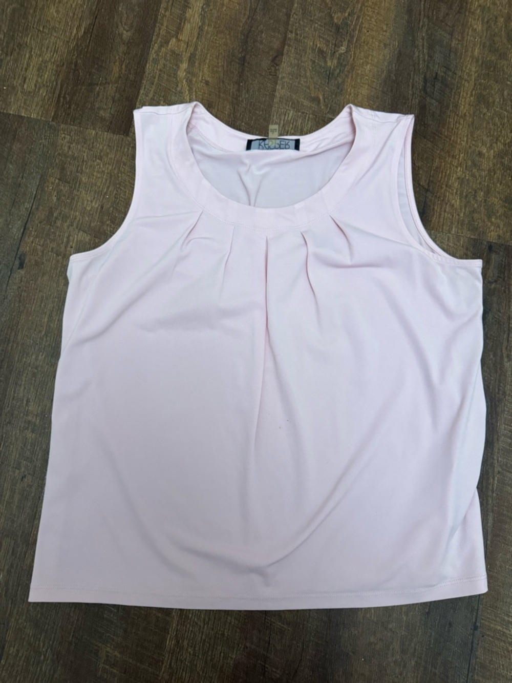 Kasper Blush Pink Sleeveless Blouse Pleated Front Top Size Large Career Wear
